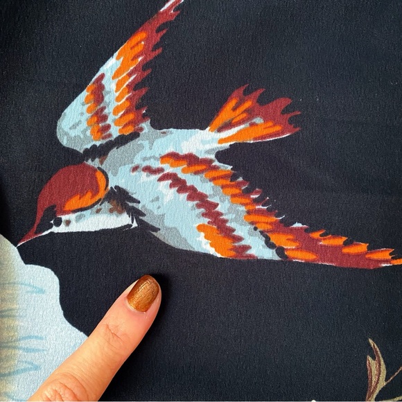 🖤 PRIMARK BOHO BLACK MULTI FLORAL BIRD CAPRI SLEEVE MOCK NECK MINI DRESS! - Picture 9 of 12